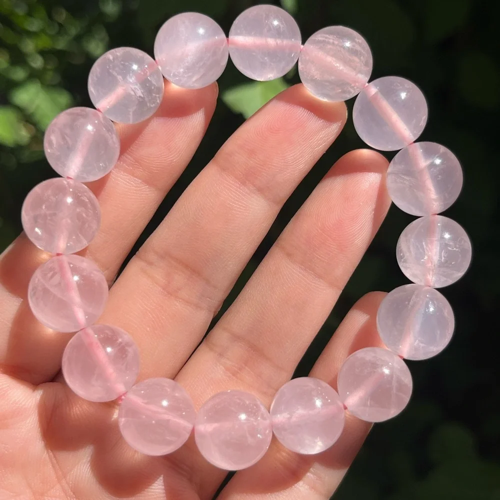 13mm stretchable pink rose quartz‎ bracelet
